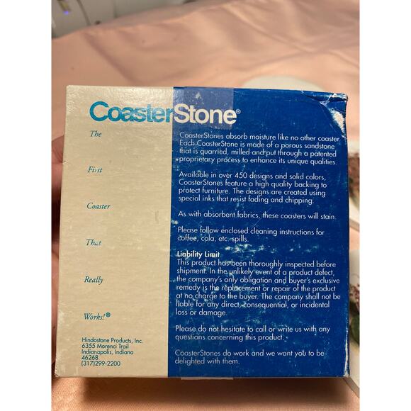 CoasterStone Set of 4 Drink Coasters Pair of Cardinal Birds on Apple Basket NIB - Picture 10 of 12